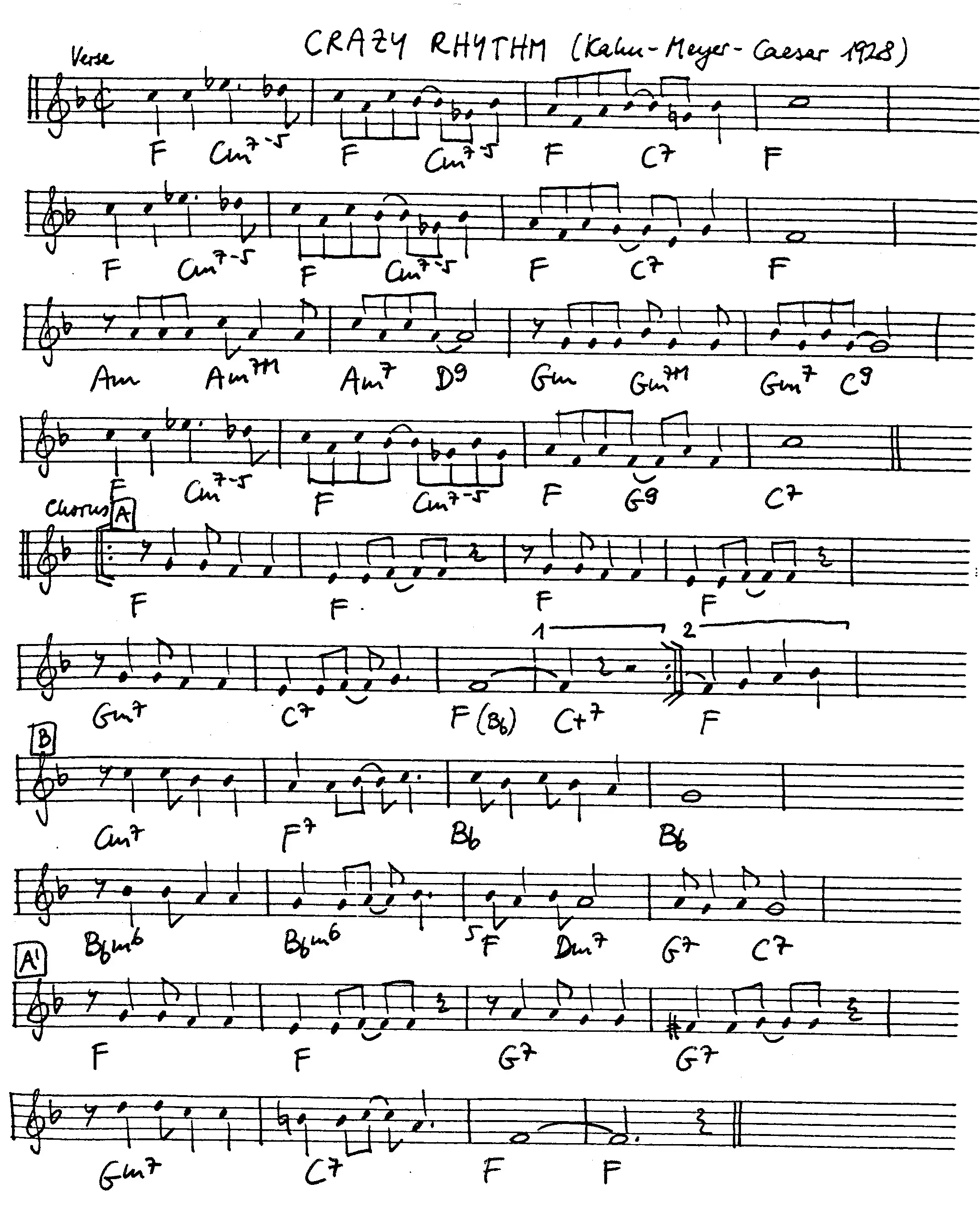 crazy rhythm partition gratuite - Offerte par The Jungle Jazz Band